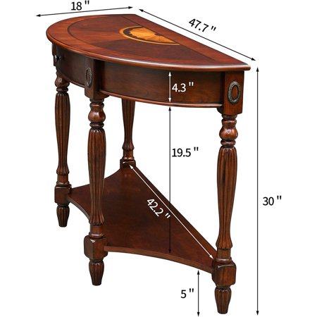Solid Wood Coffee Table Console Table with Storage Drawer Console Table Sofa Table Wood, Cherry Console Tables