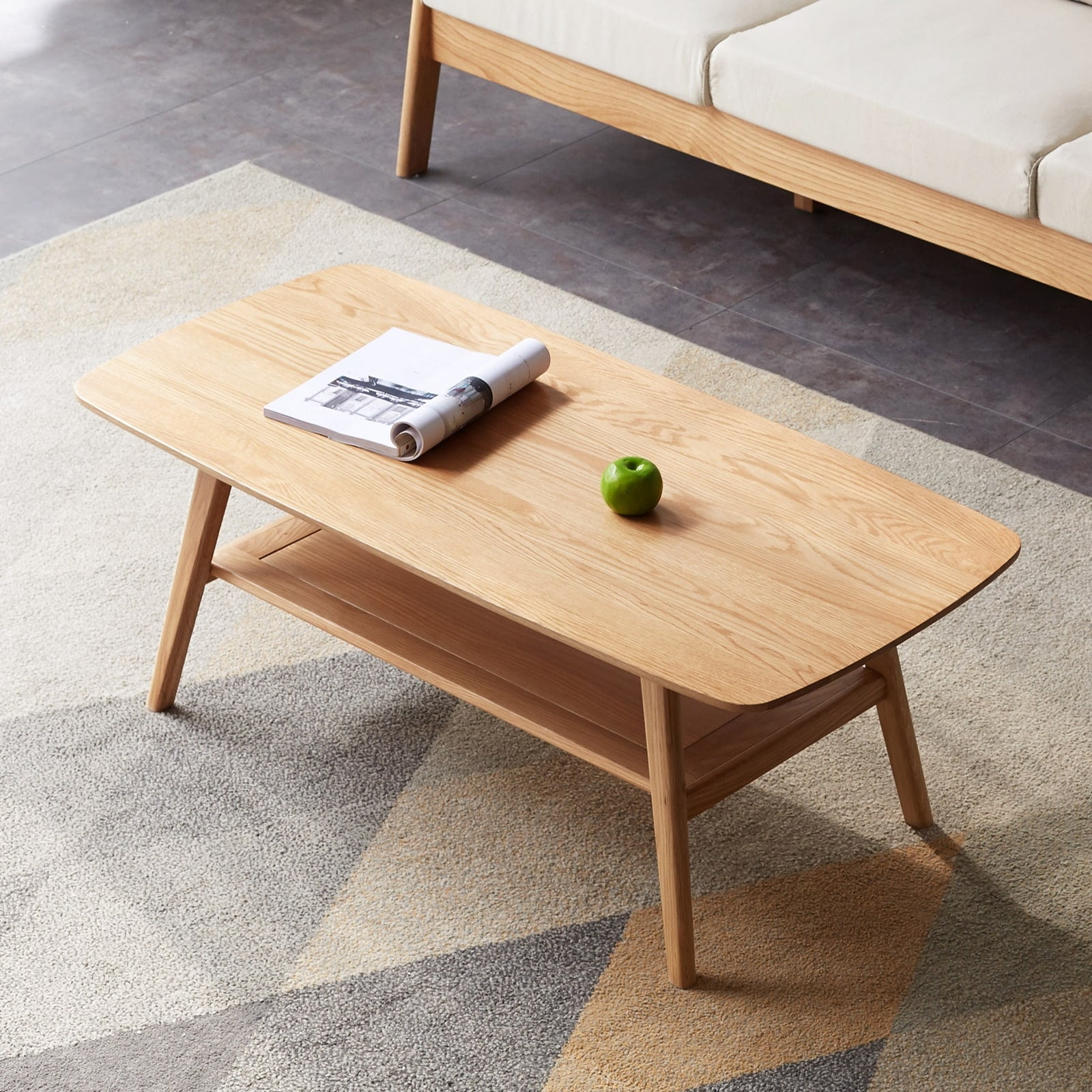 Solid Wood Coffee Table Simple Elegant Center Table Oak 39