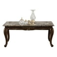 Solid Wood Coffee Table with Real Marble Top Rich Cherry Finish, 48