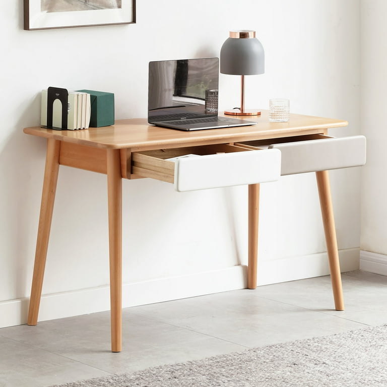 Real Solid Wood Desks For Home Office - Wooden Desks with Drawers.