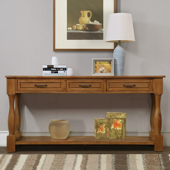 Solid Wood Console Table | 63inch Large & Stable | Easy Assembly