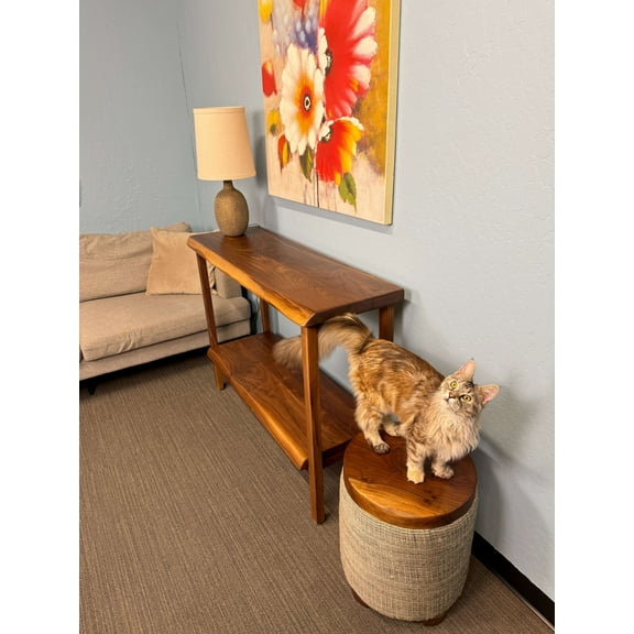 Solid Wood Console Table, Live Edge Entryway Table with shelf, American Walnut, Sofa Table, Sideboard, Lowboard, Custom Handmade Furniture