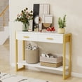 thumbnail image 1 of Solid Wood Console Table with Storage Entryway Table with 2 Drawers Shelf & Reinforced Legs, 1 of 12
