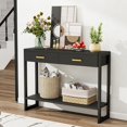 thumbnail image 1 of Solid Wood Console Table with Storage Entryway Table with 2 Drawers Shelf & Reinforced Legs, 1 of 12
