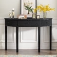 thumbnail image 1 of Solid Wood Console Table with Vertical Stripe Drawer Fronts and Four Legs, 1 of 8