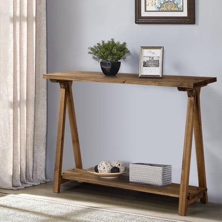 43.3" Farmhouse Solid Wood Narrow Console Tables with Shelf, Slim Sofa Table, Entryway Table for Living Room Hallway