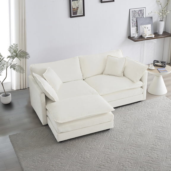 Solid Wood Construction, Movable Seats - L - Shaped Sectional for Customizable Living Rooms