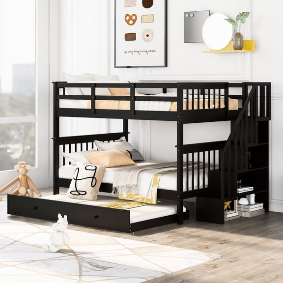 Solid Wood Construction - Multi - Functional Bunk with Storage - Bedroom and Dorm Use - Maximized Space and Safety
