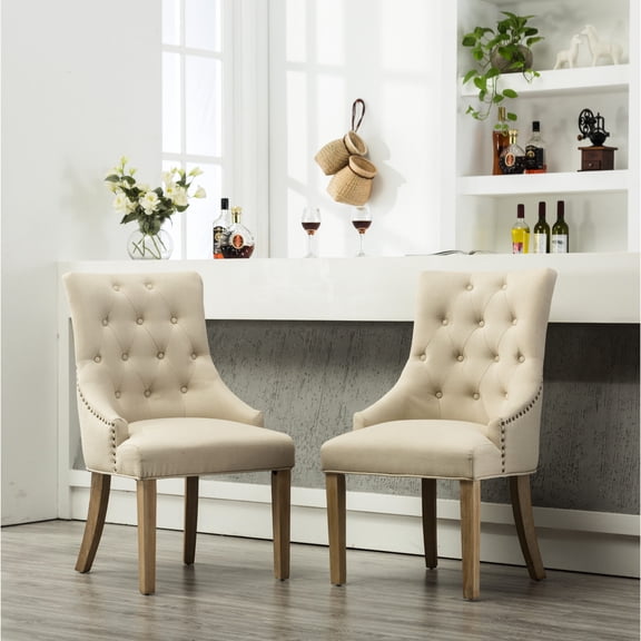 Solid Wood Construction with Button Tufting / Create Inviting Dining Atmosphere with Chair Pair