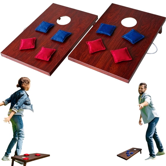 Solid Wood Cornhole Set with 8 Bean Bags, Outdoor Tailgate Yard Game, Cornhole Game Set for Tailgate Backyard Toss Games Indoor&Outdoor Activities