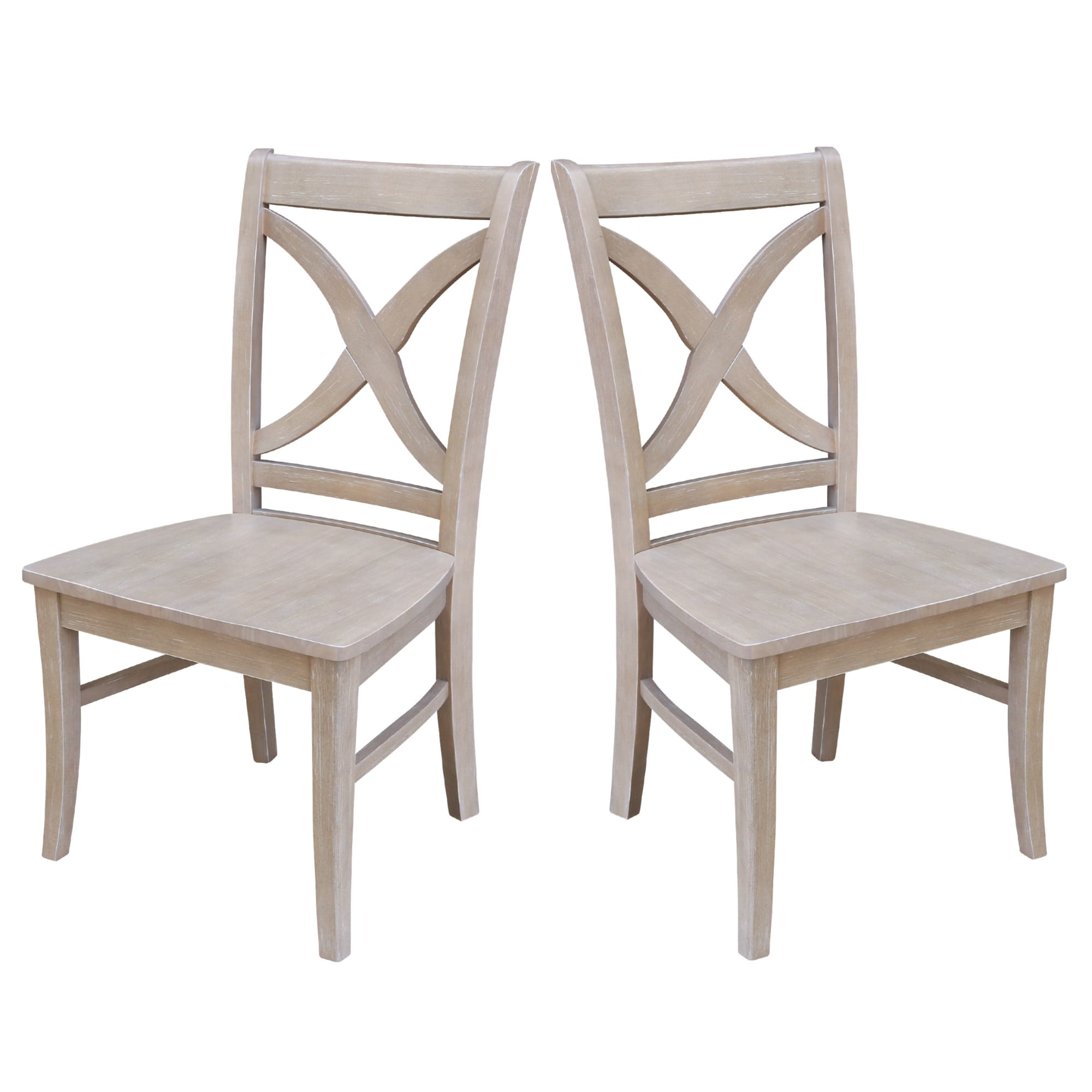 Vineyard Washed Gray Taupe Solid Wood Cross-Back Side Chair