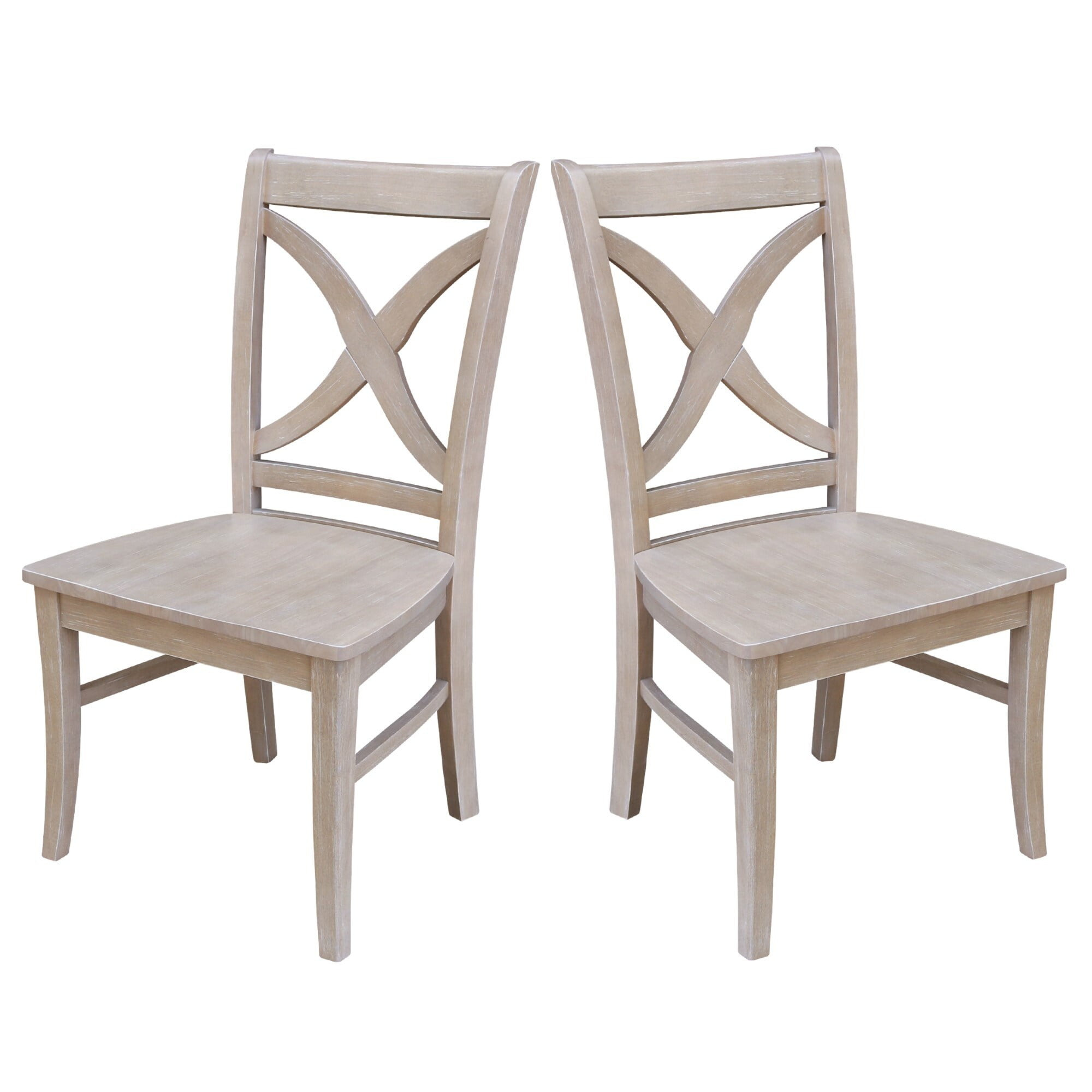 Vineyard Washed Gray Taupe Solid Wood Cross-Back Side Chair