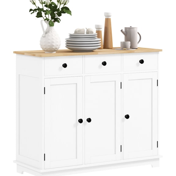 Solid Wood Countertop, Roomy 2-Tier | Ideal for Kitchen and Living Room, Keeps Items Safe