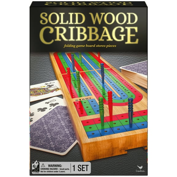 Solid Wood Cribbage Folding Board with Playing Cards