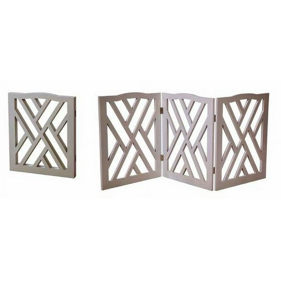 Solid Wood Crisscross Freestanding Foldable Adjustable 3-Section Pet Gate