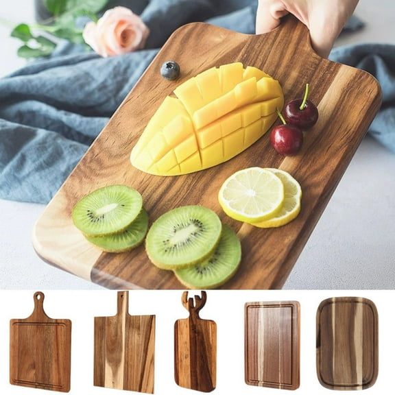 Solid Wood Cutting Board with Handle - Large Kitchen Chopping Board for Meat, Vegetables & Cheese - Durable, Dishwasher Safe, Food-Grade Wood - Perfect Gift for Home Chefs
