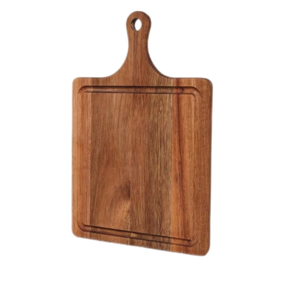 Solid Wood Cutting Board, Kitchen Prep Chopping Block with Handle, Multipurpose Wooden Serving Tray, Heavy Duty Meat and Cheese Board