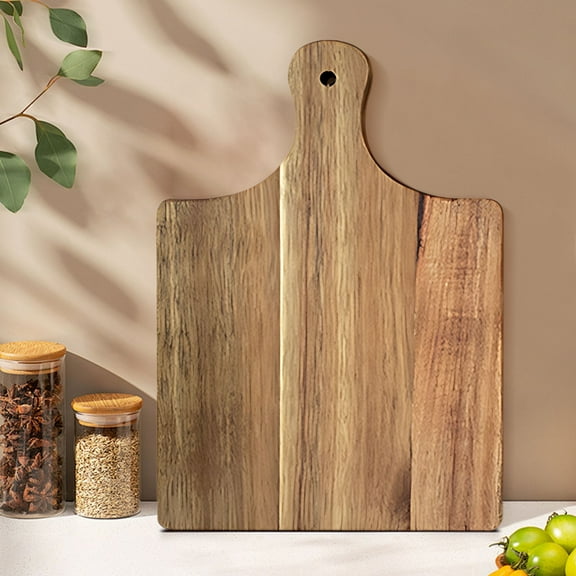 Solid Wood Cutting Board with Handle & Hanging Hole | Kitchen Chopping Board for Fruits, Vegetables & Steak Serving Tray | Durable Hardwood