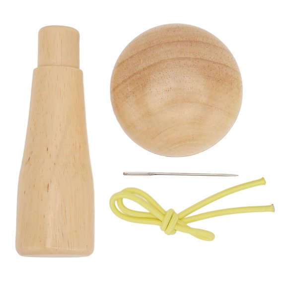 Solid Wood Darning Mushroom Kit with Curved Handle Needle and Elastic Rope for Sewing Repair and Embroidery DIY Knitting