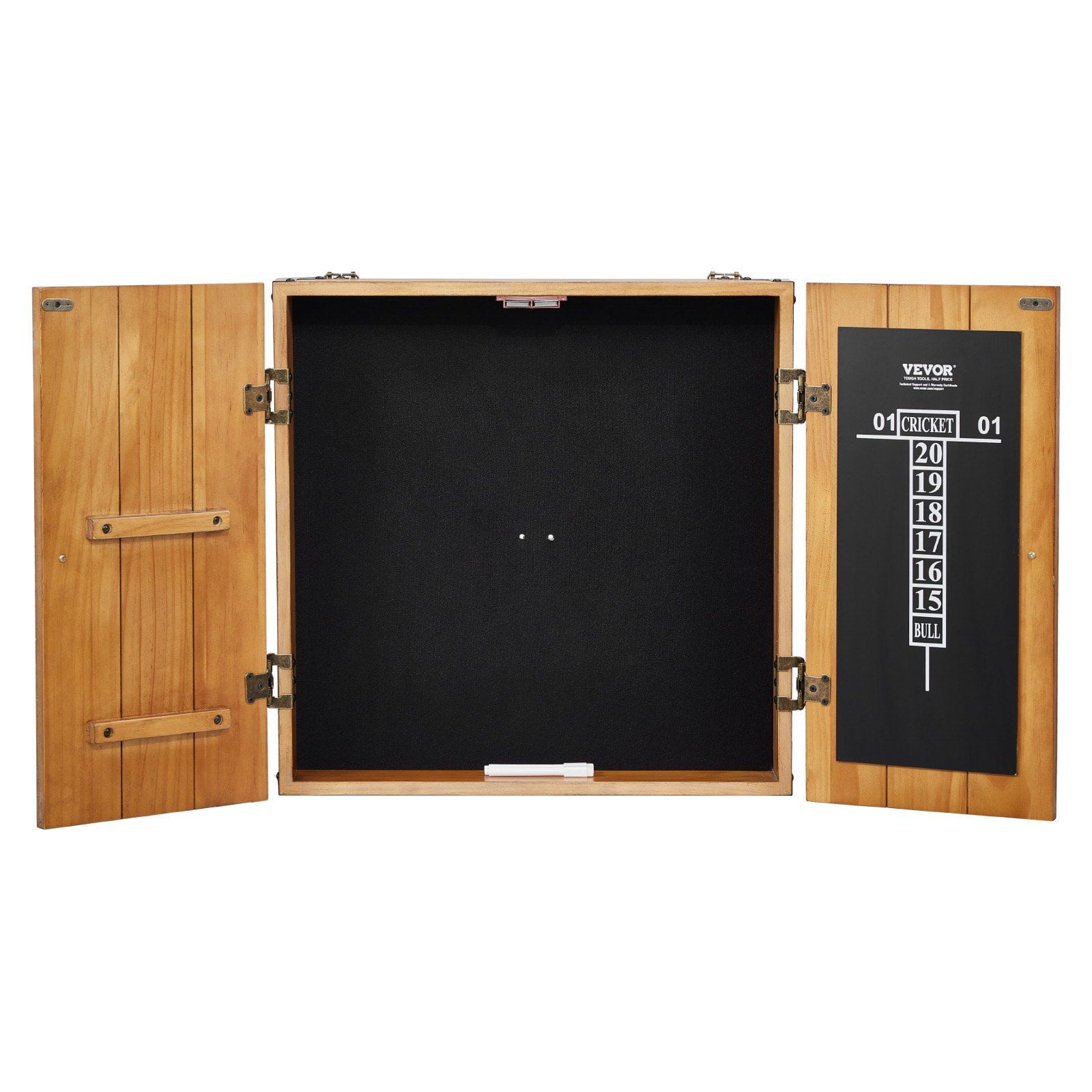 Rustic Solid Wood Dartboard Cabinet with Vintage Brass Hardware