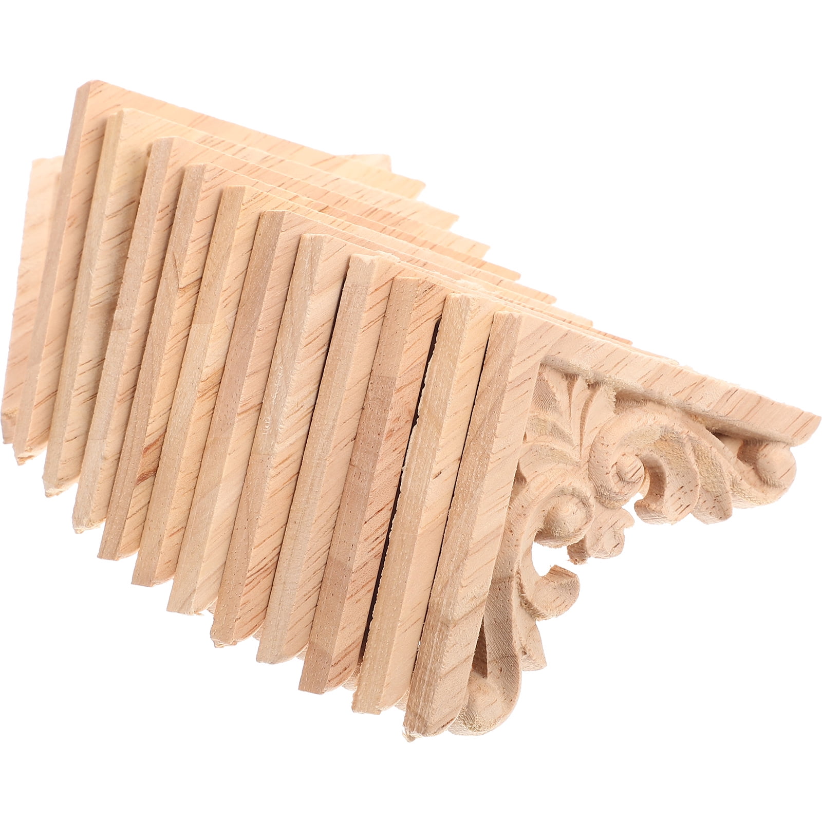 Solid Wood Decal Carved 12 Pcs Wooden Applique Decor Fireplace