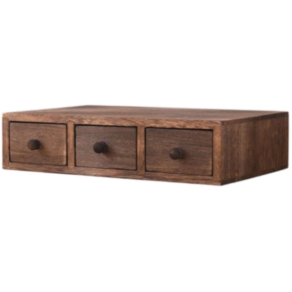 Solid Wood Desktop Storage Box Height Display Collection Rack Multi-functional Jewelry Stationery Drawer Organizer