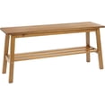 thumbnail image 1 of Solid Wood Dining Bench, 39" Wooden Bench for Entryway, Bedroom, Kitchen & Living Room, with Shoe Rack Storage, Light Brown, 1 of 7