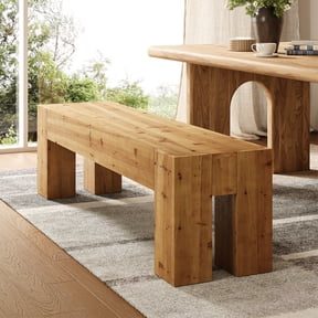 Solid Wood Dining Bench, 47" Rustic Extra Long Heavy Duty Kitchen Table Bench with Sturdy Frame for Dining Room, Kitchen, Restaurant (Rustic Brown)