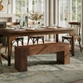 thumbnail image 1 of Finmind Solid Wood Dining Bench with Sturdy Legs, 47.24-Inch Farmhouse Entryway Bench Indoor for Kitchen, Dining Room, Brown, 1 of 10