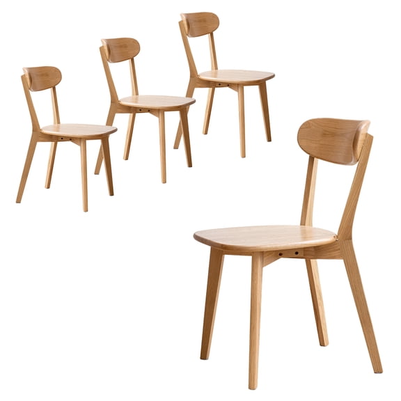Solid Wood Dining Chairs Set of 4 - FAS-Grade North American Oak,Heavy Duty Dining Chair with Ergonomic Curved Back,Suitable for Kitchens and Dining Rooms,Easy Assembly,400 lbs Capacity