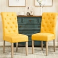 thumbnail image 1 of Solid Wood Dining Chairs, Yellow Cushion, Modern Seating, Room Essentials, 1 of 5