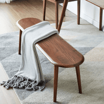 Solid Wood Dining Room Bench with Rounded Corners Mid-Century Bed End Bench with Sturdy Construction Bedroom Bench & Entryway Bench (Walnut, 39.37 * 11.81 * 16.14in)