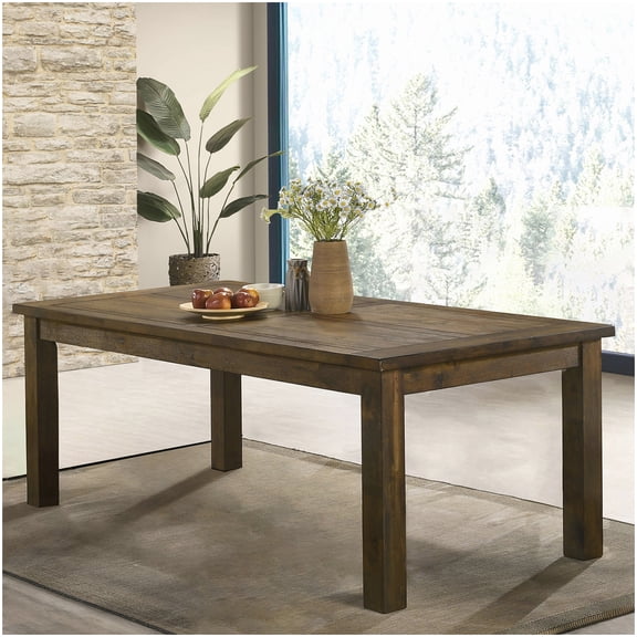 Solid Wood Dining Table, Golden Brown Farmhouse Style Rectangular Table Seats 8 People