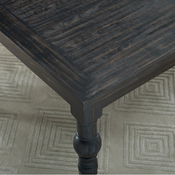 Solid Wood Dining Table Set for 4, Turned-Leg Kitchen Table with Chairs, Gray MDF Dining Set for Small Spaces