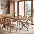 thumbnail image 1 of Solid Wood Dining Table for 4-6, 63 inch Industrial Rectangular Kitchen Table with Spacious Tabletop, Sturdy X-Shaped Metal Legs, Brown and Black, 1 of 10