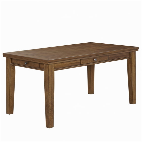Solid Wood Dining Table with Storage Drawers, Walnut Finish Transitional Rectangular Table for 6, Easy Assembly