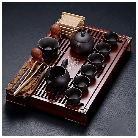 Solid Wood Drainage Water Storage Kung Fu GongFu Tea Table Serving Tray ,gongfu Tea Set Tea Ceremony Table, Chinese Tea Room Tools,Gift Set Home Office