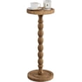thumbnail image 1 of Finew Solid Wood Drink Table, Rubber Wood‌ Small Round Side Table for Small Spaces, Martini Tables, Pedestal End Tables for Living Room, Bedroom, Corners, and Office (Brown, 9.4 inch), 1 of 8