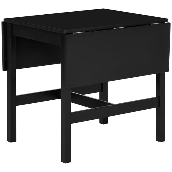 Solid Wood Drop Leaf Kitchen Table, Folding Dining Table for Small Spaces, Pinewood, Black