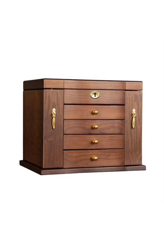 Solid Wood Earring Necklace Storage Boxes Watch Jewelry Organizer Wedding Rings Hair Accessory Makeup Display Case