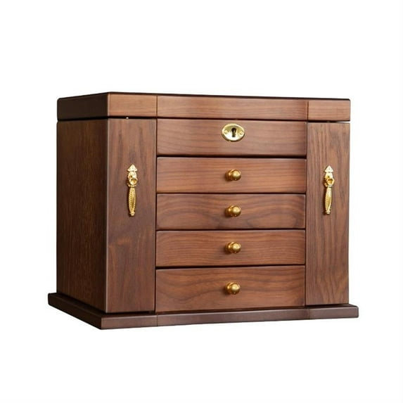 Solid Wood Earring Necklace Storage Boxes Watch Jewelry Organizer Wedding Rings Hair Accessory Makeup Display Case