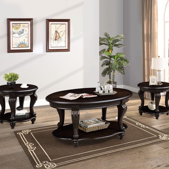 Solid Wood, Easy Assembly / Coffee and End Table Set for Small Spaces