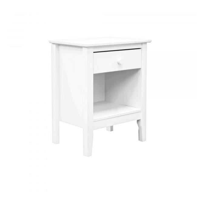 White Solid Wood Single Drawer End Table with Cubby