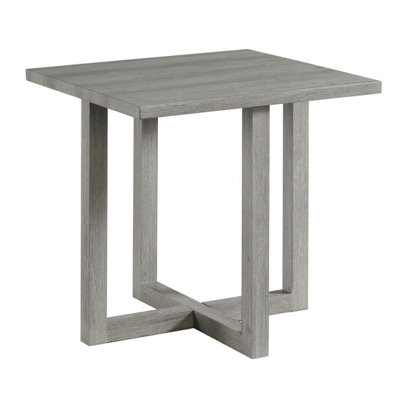 Solid Wood End Table, Grey Finish, X-Base, Living Room Accent Table - 24"