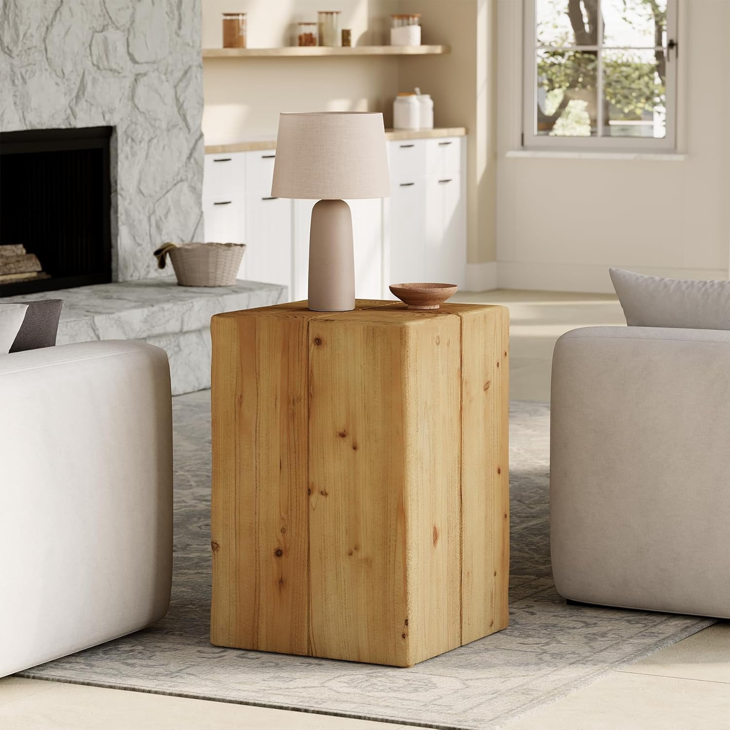 Solid Wood End Table for Living Room, Farmhouse Narrow Small for ...