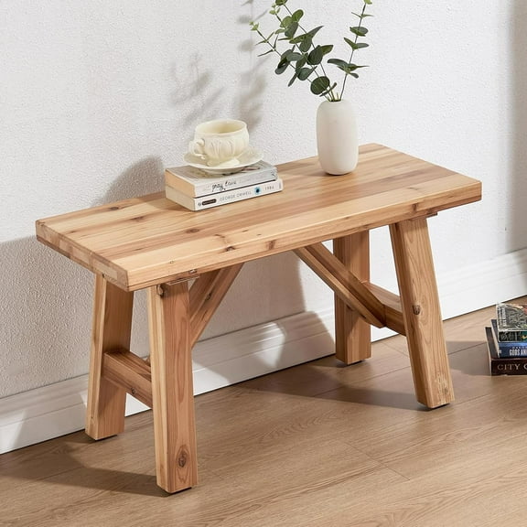 Solid Wood Entryway , 30" Rustic Small Wooden  Narrow Farmhouse Wood  Seat Entry Way  Indoor for Living/Dining Room, Small Hallway , Porch, Handcrafted, Natural