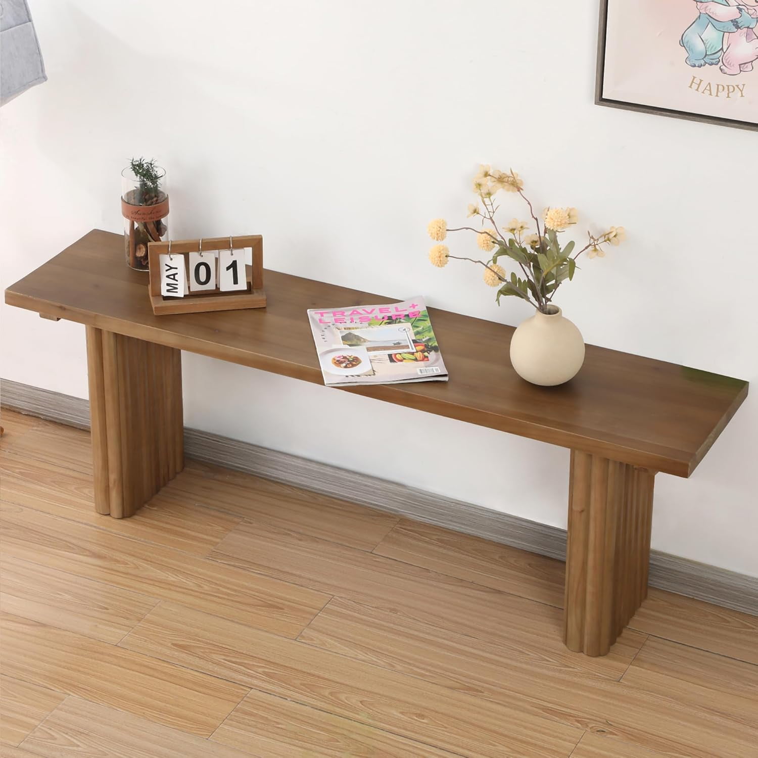Solid Wood Entryway Bench - 51.2