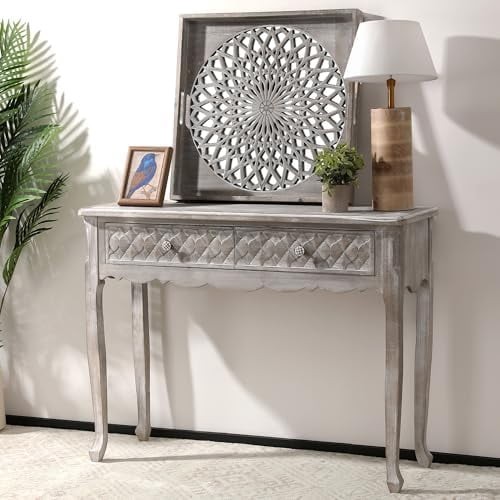 Solid Wood Entryway Table, Farmhouse Console Table with Storage and ...