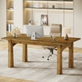 thumbnail image 1 of Solid Wood Executive Desk, 63" Farmhouse Home Office Computer Desk Writing Table Conference Table, 1 of 8