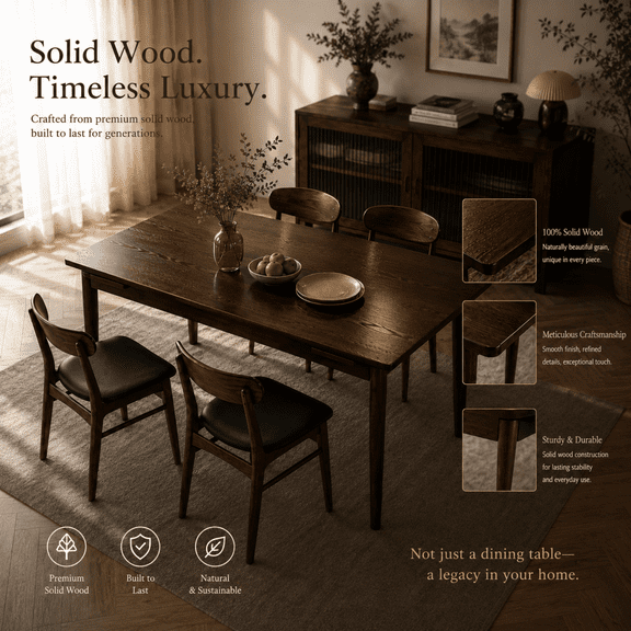 Solid Wood Extendable Dining Table, Expandable Kitchen Table for 4-10 People, Space-Saving Home Furniture, Walnut